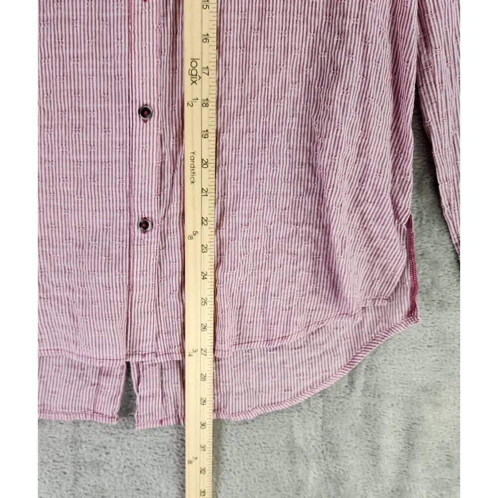 Free People Shirt Womens Extra Small Red Striped No Limits Button Up Split Back - Picture 5 of 10